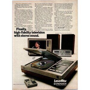1981 Pioneer Laser Disc Player Paul Simon TV On Vintage Print Ad 80s Wall Art